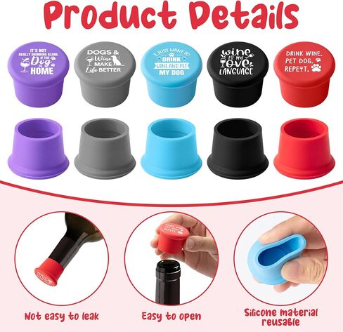 GROBRO7 10Pcs Wine Stoppers Set Funny Cats Silicone Bottle Covers Reusable Beverage Corks Strong Sealing Keep Wine Fresh Liquor Accessories Gift for Alcoholic Lovers Champagne Beer Glass Drink Bottles in Saudi Arabia