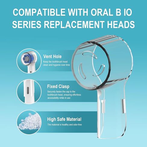 HSYTEK 6 Pack Toothbrush Heads Dustproof Cover Compatible with Oral B, Fits for Oral-B iO Series, Pro 1000, 1500, 5000, 7500 Electric Toothbrush, Protects Brush Head and Convenient Travel in Saudi Arabia