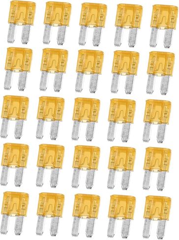 X AUTOHAUX Vehicle Marine RV Camper 25pcs 20A Mini Blade Fuses - Yellow, for Cars and Trucks in Saudi Arabia