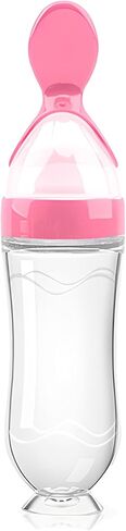 Baby Food Feeder 4 Pack Silicone Baby Food Dispensing Spoon-WAJIAYON, 3 oz Squeeze Feeding Spoons with Suction Cup for Boys Girl Kids Toddlers - Self Feeding Bottle Spoon in Saudi Arabia