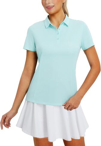 BALEAF Women's Golf Polo Shirts UPF 50+ Shorts Sleeve Collared V Neck Work Casual Tennis Shirt Quick Dry in Saudi Arabia