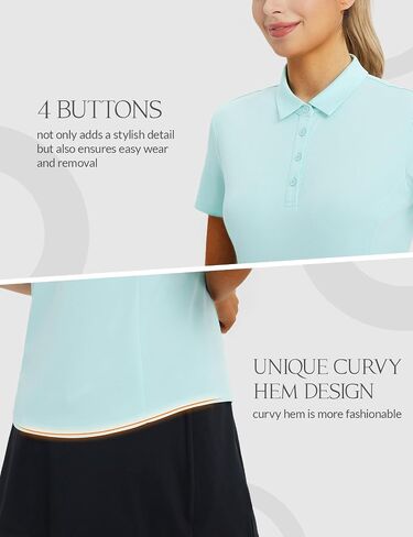 BALEAF Women's Golf Polo Shirts UPF 50+ Shorts Sleeve Collared V Neck Work Casual Tennis Shirt Quick Dry in Saudi Arabia