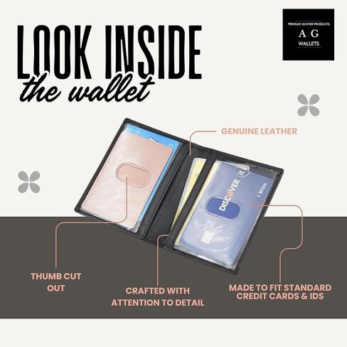 2 ID Leather Bifold License Holder (Black) in Kuwait