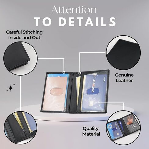 2 ID Leather Bifold License Holder (Black) in Kuwait