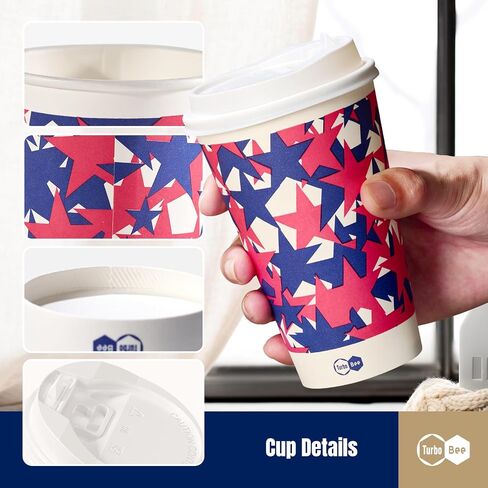 Turbo Bee 12 Oz فنجان قهوة يمكن التخلص منه مع أغطية ، 120 حزمة للذهاب إلى أكواب القهوة الساخنة مع الأغطية والقش للسفر والحفلات والمطاعم والأعمال in Saudi Arabia