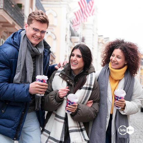 Turbo Bee 12 Oz فنجان قهوة يمكن التخلص منه مع أغطية ، 120 حزمة للذهاب إلى أكواب القهوة الساخنة مع الأغطية والقش للسفر والحفلات والمطاعم والأعمال in Saudi Arabia