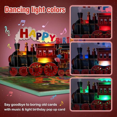 FaCraft Dinosaur Musical Birthday Cards for Kids - Music and Lights 3D Pop Up Funny Birthday Gift Cards for Boys Women Men Husband Mom Kids Friend Grandpa Grandma in Kuwait