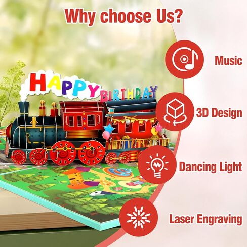 FaCraft Dinosaur Musical Birthday Cards for Kids - Music and Lights 3D Pop Up Funny Birthday Gift Cards for Boys Women Men Husband Mom Kids Friend Grandpa Grandma in Kuwait