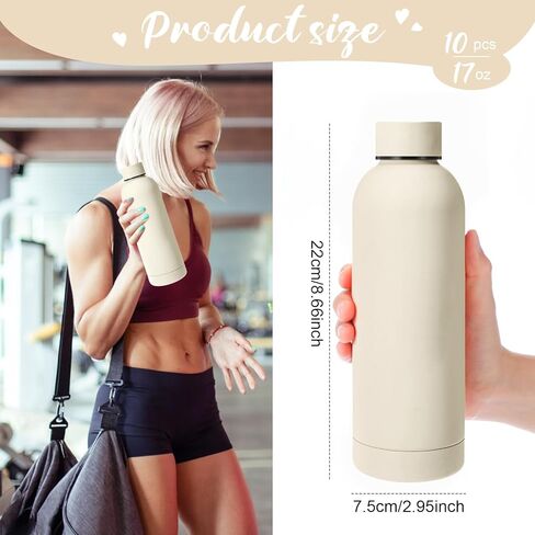 Bokon 10 Pcs Stainless Steel Water Bottle Bulk Double Layer Vacuum 17 oz Small Mouth Sport Insulated Metal Valentine's Day Gifts Reusable Flask with Leakproof Lid for Cyclists Runners(Colorful) in Kuwait