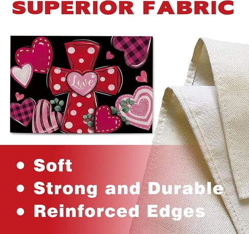 Christian Valentines Day Cross Table Runner, Religious Pink Red Love Hearts Kitchen Dining Table Decoration, Anniversary Wedding Burlap Indoor Outdoor Home Decor Party Supply 13 x 72 Inches in Saudi Arabia