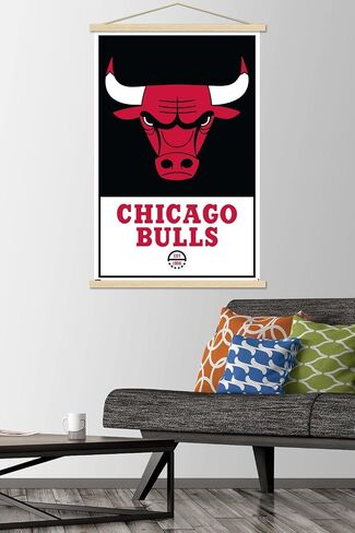 Trends International NBA Chicago Bulls - Logo 21 Wall Poster, 22.375" x 34", Print and Black Hanger Bundle in Saudi Arabia