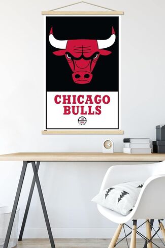Trends International NBA Chicago Bulls - Logo 21 Wall Poster, 22.375" x 34", Print and Black Hanger Bundle in Saudi Arabia
