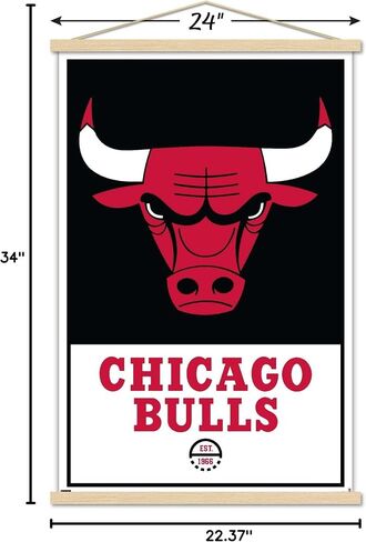 Trends International NBA Chicago Bulls - Logo 21 Wall Poster, 22.375" x 34", Print and Black Hanger Bundle in Saudi Arabia