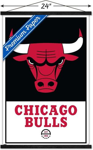 Trends International NBA Chicago Bulls - Logo 21 Wall Poster, 22.375" x 34", Print and Black Hanger Bundle in Saudi Arabia