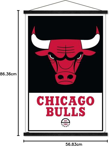 Trends International NBA Chicago Bulls - Logo 21 Wall Poster, 22.375" x 34", Print and Black Hanger Bundle in Saudi Arabia