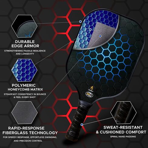 مجموعة مجداف كرة المخلل الخشبية من إيكونور | مجاذيف من خشب الأساس الفاخر مكونة من 9 طبقات مع 4 كرات | 4 مناشف تبريد وحقيبة حمل | تجربة Pickleball النهائية للمتعة في الهواء الطلق والترابط العائلي | أسود in Kuwait