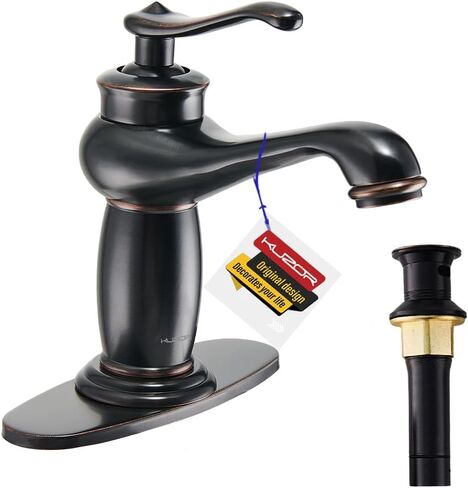 Vintage Brass Bathroom Faucets, 5-Minutes Installation, Antique Single Hole Sink Faucet Easy to Handle - for Bathroom/Vanity/Rv - 6.69 Inch Faucet Height, 23.6 Oz Weight - Matte Black in Saudi Arabia