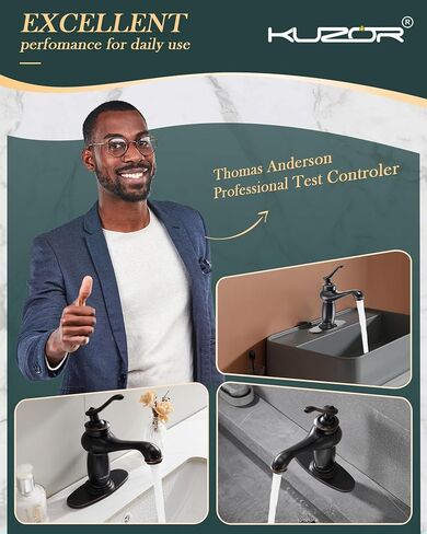 Vintage Brass Bathroom Faucets, 5-Minutes Installation, Antique Single Hole Sink Faucet Easy to Handle - for Bathroom/Vanity/Rv - 6.69 Inch Faucet Height, 23.6 Oz Weight - Matte Black in Saudi Arabia