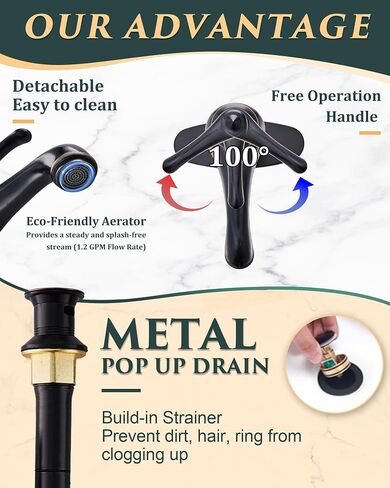 Vintage Brass Bathroom Faucets, 5-Minutes Installation, Antique Single Hole Sink Faucet Easy to Handle - for Bathroom/Vanity/Rv - 6.69 Inch Faucet Height, 23.6 Oz Weight - Matte Black in Saudi Arabia