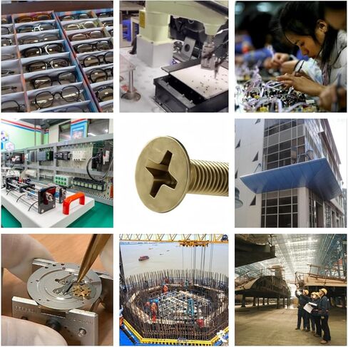 NACX M3 x 10mm Flat Head Phillips Machine Screws Bolts Countersunk Screws, Brass, 150Pcs in Kuwait