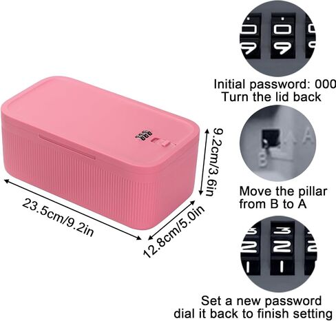 Medicine Lock Box Small Lockable Storage Box with Password Refrigerator Bin for Food Mobile Cell Phone Personal Items Locked Medication Lock Box for Office Home School Travel (Gray) in Kuwait
