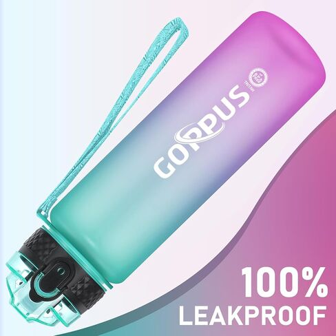 GOPPUS Kids Water Bottle with Straw Spout Lid 17 oz Leak-proof BPA Free Motivational Time Marker Tritan Plastic Water Bottles for Girls Boys School 2 Lids Blue in Saudi Arabia