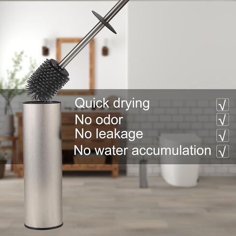 Toilet Brush and Holder Set Premium Material Toilet Bowl Cleaner Free Standing Toilet Bowl Brush and Holder Gold in Saudi Arabia