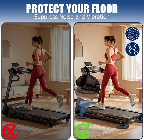 TOBWOLF 6PCS Treadmill Mat Pads, 4" x 4" x 0.2" Double-Sided Non-Slip Exercise Equipment Mat for Floor Protection, High Density Silicone Anti Vibration Pad for Treadmill, Walking Pad, Exercise Bike in Saudi Arabia