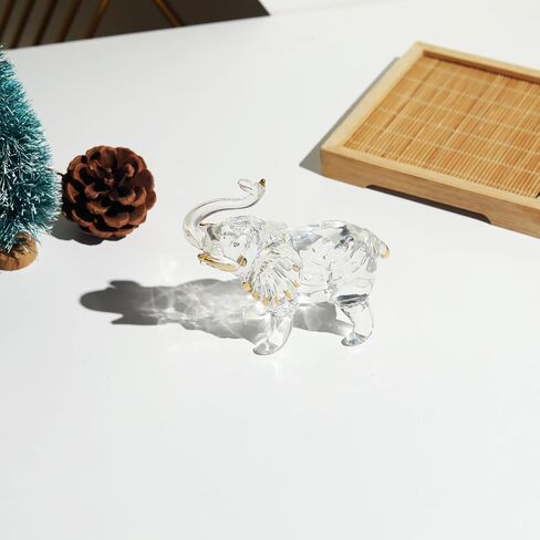 Handcrafted Unique Glass Elephant Statue - Elegant Elephant Figurines for Home Decor Holiday Party Crystal Gifts in Saudi Arabia