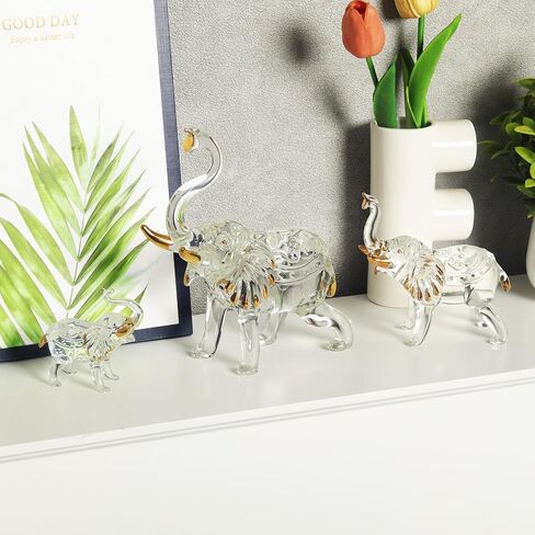Handcrafted Unique Glass Elephant Statue - Elegant Elephant Figurines for Home Decor Holiday Party Crystal Gifts in Saudi Arabia
