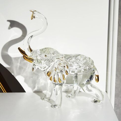 Handcrafted Unique Glass Elephant Statue - Elegant Elephant Figurines for Home Decor Holiday Party Crystal Gifts in Saudi Arabia