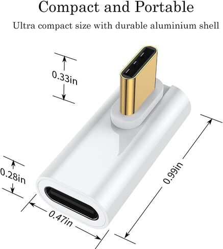 اوفيبال محول USB C بزاوية قائمة 90 درجة (عبوة من قطعتين)، وصلة تمديد بزاوية قائمة 40 جيجابايت في الثانية USB C ذكر الى USB C انثى لاجهزة ماك بوك واي ماك وايباد والتابلت والهواتف والاجهزة الاخرى من in Saudi Arabia