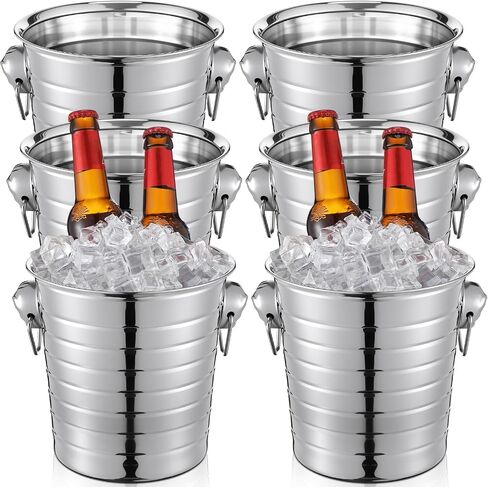 Pinkunn 6 Pack Gold Stainless Steel Champagne Bucket 3 Qt Metal Ice Bucket Double Wall Wine Bucket with Handles Party Beverage Chiller for Champagne Beer Cocktail Wine Drinks Home Bar Accessories in Saudi Arabia