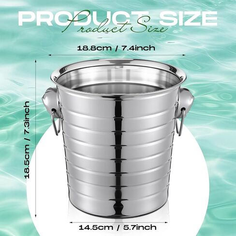 Pinkunn 6 Pack Gold Stainless Steel Champagne Bucket 3 Qt Metal Ice Bucket Double Wall Wine Bucket with Handles Party Beverage Chiller for Champagne Beer Cocktail Wine Drinks Home Bar Accessories in Saudi Arabia