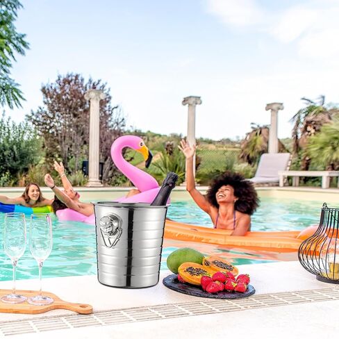 Pinkunn 6 Pack Gold Stainless Steel Champagne Bucket 3 Qt Metal Ice Bucket Double Wall Wine Bucket with Handles Party Beverage Chiller for Champagne Beer Cocktail Wine Drinks Home Bar Accessories in Saudi Arabia