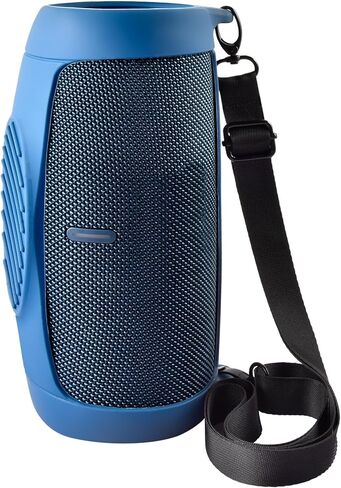غطاء حافظة من السيليكون لمكبر صوت بلوتوث محمول مقاوم للماء JBL Charge 5، حقيبة سفر واقية من المطاط الناعم مع حزام وحلقة تسلق (أزرق) in Kuwait