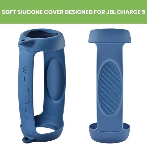 غطاء حافظة من السيليكون لمكبر صوت بلوتوث محمول مقاوم للماء JBL Charge 5، حقيبة سفر واقية من المطاط الناعم مع حزام وحلقة تسلق (أزرق) in Kuwait