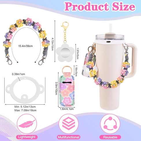 YMO Water Bottle Handle with Lip Balm Holder, Sling Holder Lanyard, Carrier with Strap, Tumbler Accessories,Compatible with Stanley Cup Accessories 16-40oz in Saudi Arabia