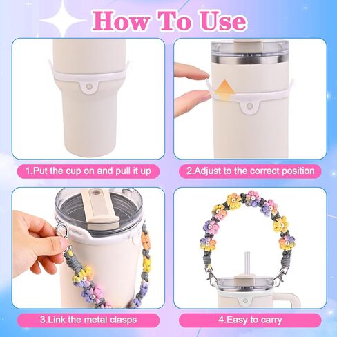 YMO Water Bottle Handle with Lip Balm Holder, Sling Holder Lanyard, Carrier with Strap, Tumbler Accessories,Compatible with Stanley Cup Accessories 16-40oz in Saudi Arabia