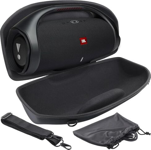 co2CREA Hard Travel Case for Boombox 3 2 Bluetooth Speaker, Black | Portable Travel Design, External Handle And Detachable Shoulder Strap For Carrying And Storage, Accessory Organization in Kuwait