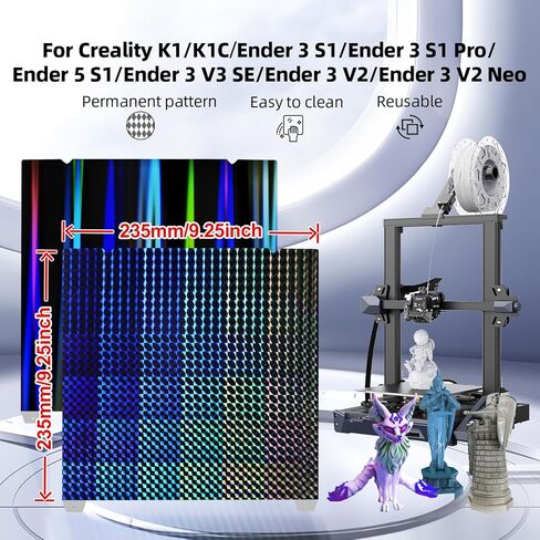 Double Sided Textured PEI Plate 235x235, Flexible PEI Magnetic Build Plate PEI Print Bed for Creality K1/K1 SE/K1C/Ender 3 S1/Ender 3 S1 Pro/Ender 5 S1/Ender 3 V3 SE/KE/Ender 3 V2/Neo in Saudi Arabia