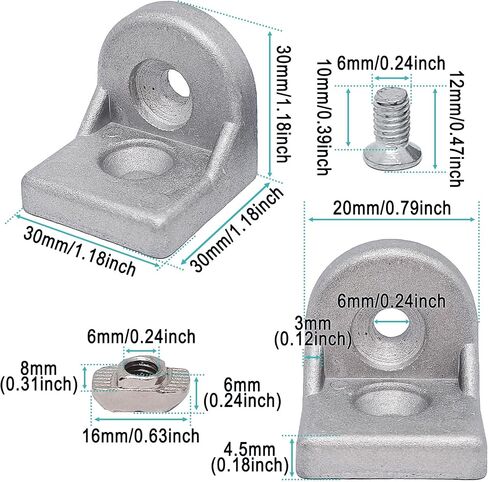 4sets Aluminum Profile Corner Bracket for 4040 Series Standard 8mm Slot Aluminum Profile,L Brackets Connector with Mounting Screws and T Nuts(Silver) in Saudi Arabia