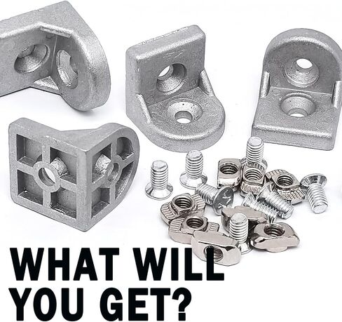 4sets Aluminum Profile Corner Bracket for 4040 Series Standard 8mm Slot Aluminum Profile,L Brackets Connector with Mounting Screws and T Nuts(Silver) in Saudi Arabia