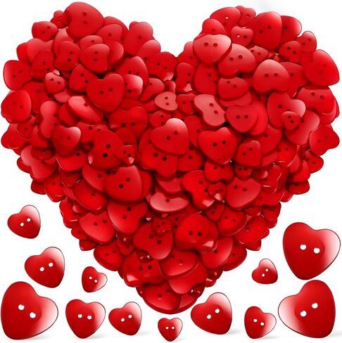 Zeyune 240 PCS HEART BUTTONS متنوعان ثقوبان على شكل أزرار لطيفة على شكل لطيف 12.5 مم 15 مم 20 مم 25 ملم لخياطة DIY Crafts Scrapbooking DIY (RED ، PINK ، ROSE) in Kuwait