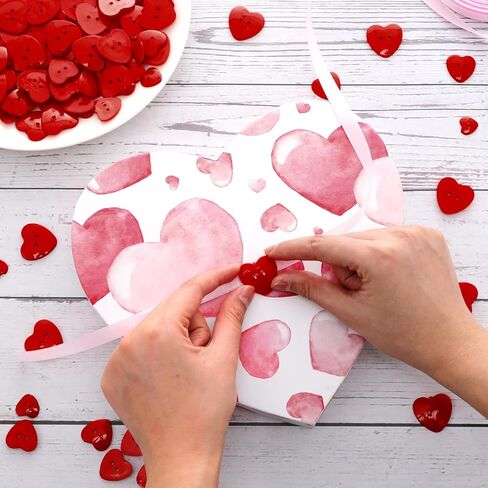 Zeyune 240 PCS HEART BUTTONS متنوعان ثقوبان على شكل أزرار لطيفة على شكل لطيف 12.5 مم 15 مم 20 مم 25 ملم لخياطة DIY Crafts Scrapbooking DIY (RED ، PINK ، ROSE) in Kuwait