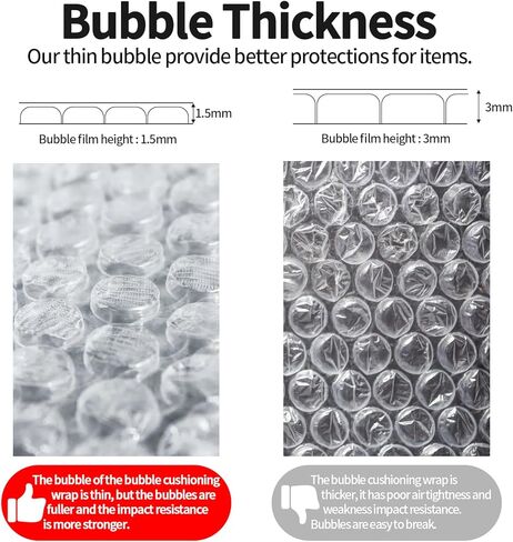 2 Pack-12inchx200ft Total Small Bubble Cushioning Wrap Bubble Wrap for Extra Protection Packaging Mailers, Nylon Wrap Rolls Moving Cushioning Supplies for Moving & Shipping, Perforated Every 12" in Saudi Arabia