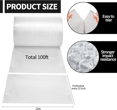 2 Pack-12inchx200ft Total Small Bubble Cushioning Wrap Bubble Wrap for Extra Protection Packaging Mailers, Nylon Wrap Rolls Moving Cushioning Supplies for Moving & Shipping, Perforated Every 12" in Saudi Arabia