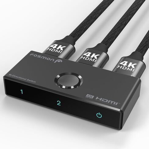 Fosmon HDMI 8K Bi-Directional Switch, Support 8K@60Hz 4K@120Hz HDR10+ HDCP 2.3 1 in 2 Out / 2 in 1 Out HDMI 2.1 Switcher, High Speed 48Gbps HDMI Splitter Compatible with PS4 PS5, Xbox, Roku, Apple TV in Saudi Arabia