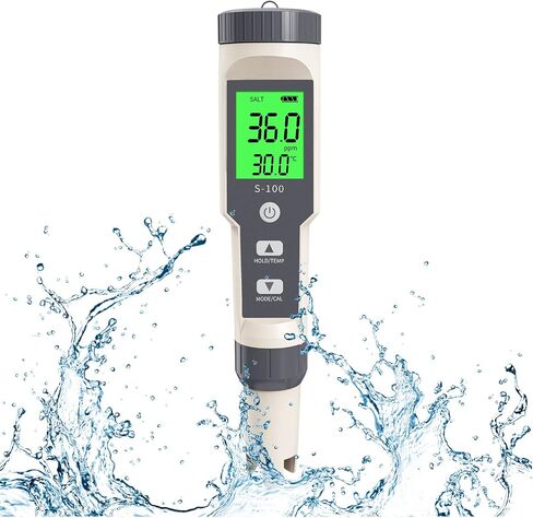 Pool Salt Tester, Digital Salinity Tester for Saltwater Aquarium, 5 in 1 pH and Salinity Meter for Saltwater Pool, High Accuracy Salt Meter for Pool, Aquarium, Koi Fish Pond,Hot Tub, Spas in Saudi Arabia