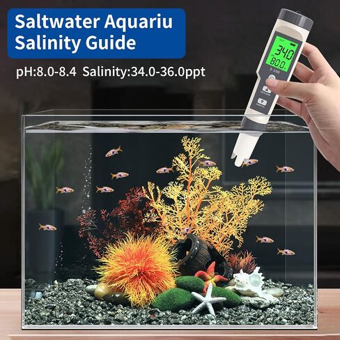 Pool Salt Tester, Digital Salinity Tester for Saltwater Aquarium, 5 in 1 pH and Salinity Meter for Saltwater Pool, High Accuracy Salt Meter for Pool, Aquarium, Koi Fish Pond,Hot Tub, Spas in Saudi Arabia